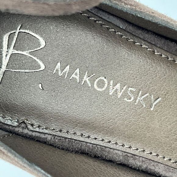 B. Makowsky Heels Women's 6M Brown Suede Leather Ankle Strap Open Toe Platform - Picture 9 of 10